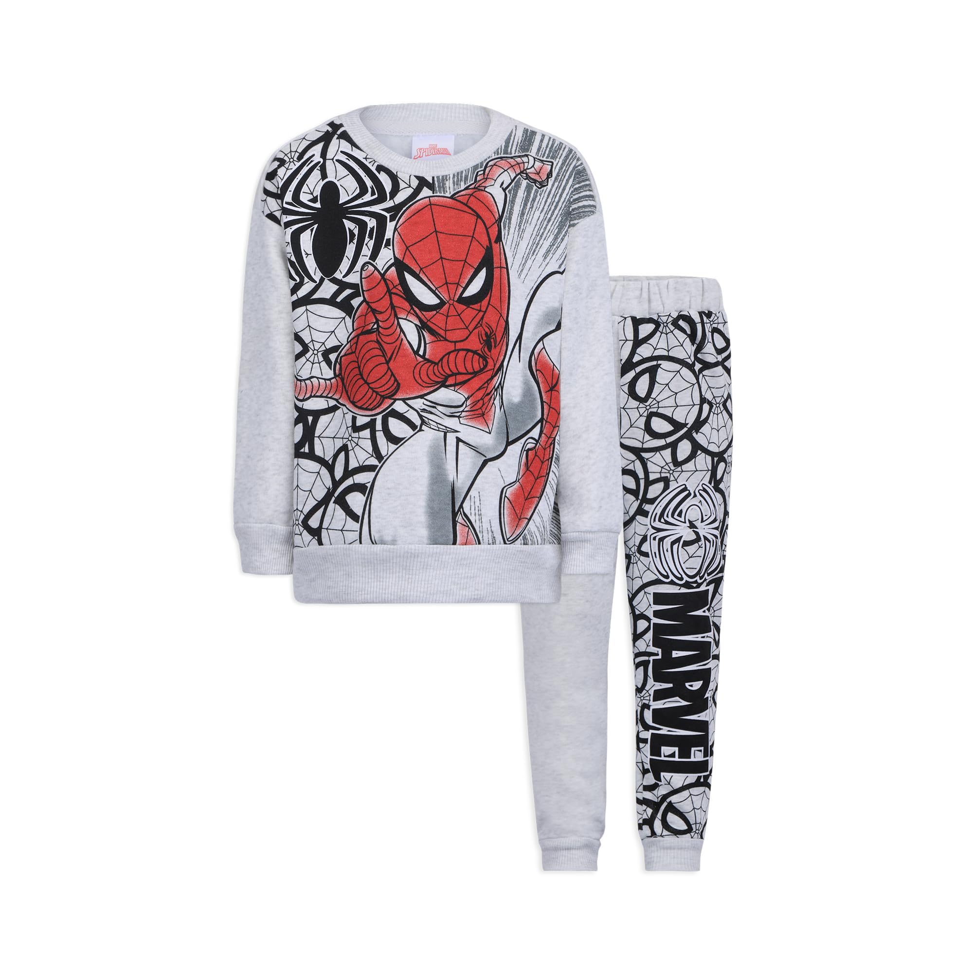 Marvel Spider-Man Boys Graphic Print 2 Piece Sweatshirt and Pants Set for Toddlers and Big Kids